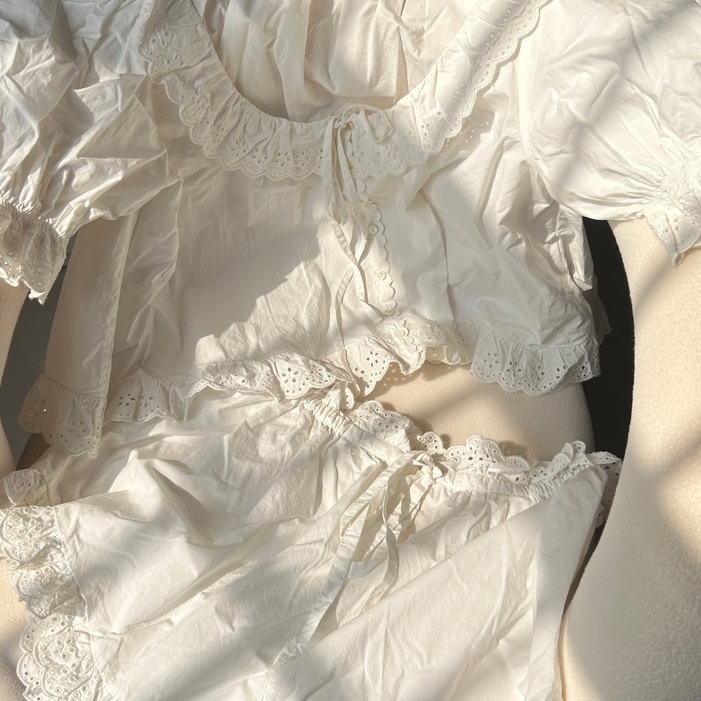 Doen-white blouse -+white pant set